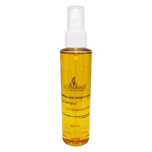 Масло для лица и тела для загара "Cocoa&Almond&Cannabis" SPF15, 150 мл