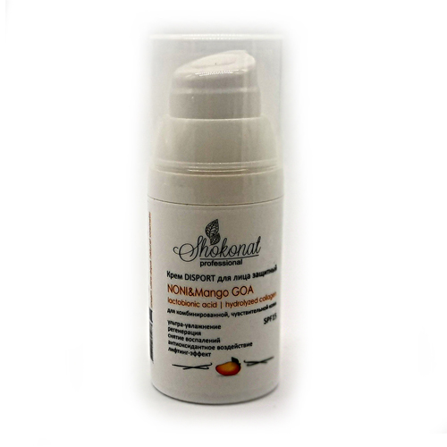 Крем DISPORT для лица защитный "NONI&Mango GOA" с лактобионовой кислотой и  коллагеном SPF 15, 30 мл