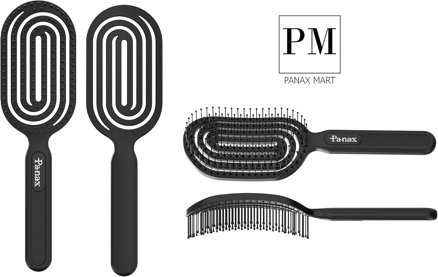Расчеcка из биопластика масcажная "Panax" антистатик черная